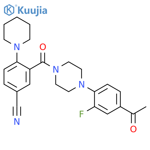 Piperazine,1-(4-acetyl-2-fluorophenyl)-4-[5-cyano-2-(1-piperidinyl)benzoyl]- structure
