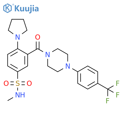 Piperazine,1-[5-[(methylamino)sulfonyl]-2-(1-pyrrolidinyl)benzoyl]-4-[4-(trifluoromethyl)phenyl]- structure