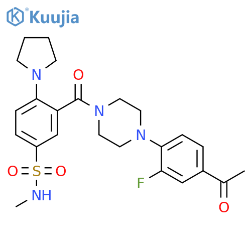 Piperazine,1-(4-acetyl-2-fluorophenyl)-4-[5-[(methylamino)sulfonyl]-2-(1-pyrrolidinyl)benzoyl]- structure