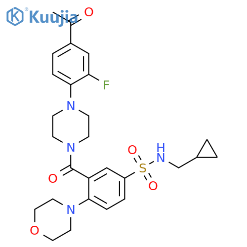 Piperazine,1-(4-acetyl-2-fluorophenyl)-4-[5-[[(cyclopropylmethyl)amino]sulfonyl]-2-(4-morpholinyl)benzoyl]- structure