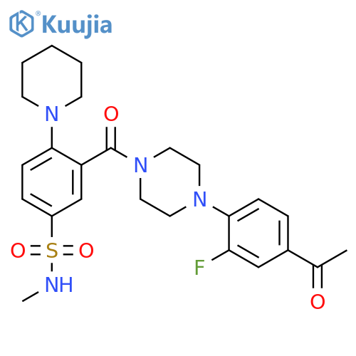 Piperazine,1-(4-acetyl-2-fluorophenyl)-4-[5-[(methylamino)sulfonyl]-2-(1-piperidinyl)benzoyl]- structure
