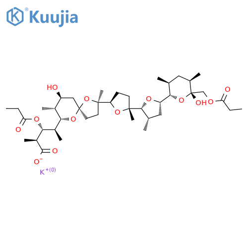 Potassium;(2S,3R,4R)-4-[(2R,5R,7S,8R,9S)-7-hydroxy-2-[(2R,5R)-5-[(2R,3S,5S)-5-[(2S,3S,5R,6R)-6-hydroxy-3,5-dimethyl-6-(propanoyloxymethyl)oxan-2-yl]-3-methyloxolan-2-yl]-5-methyloxolan-2-yl]-2,8-dimethyl-1,10-dioxaspiro[4.5]decan-9-yl]-2-methyl-3-propanoyloxypentanoate structure