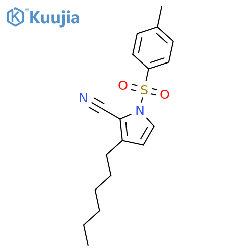 1H-PYRROLE-2-CARBONITRILE, 3-HEXYL-1-[(4-METHYLPHENYL)SULFONYL]- structure