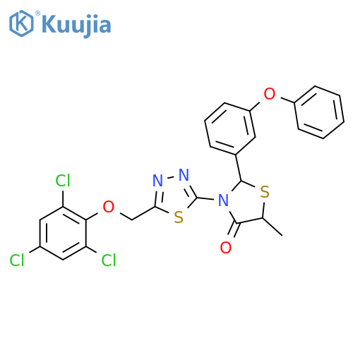 4-Thiazolidinone,5-methyl-2-(3-phenoxyphenyl)-3-[5-[(2,4,6-trichlorophenoxy)methyl]-1,3,4-thiadiazol-2-yl]- structure