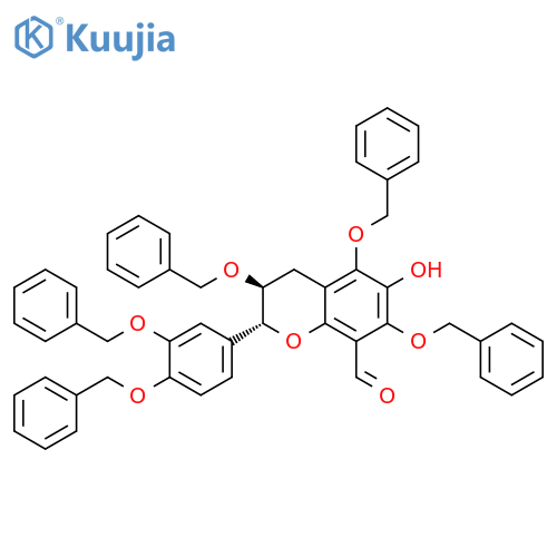 2H-1-Benzopyran-8-carboxaldehyde,2-[3,4-bis(phenylmethoxy)phenyl]-3,4-dihydro-6-hydroxy-3,5,7-tris(phenylmethoxy)-, (2R,3S)- structure