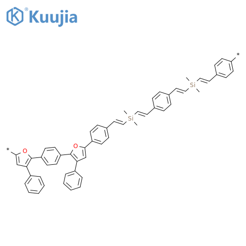 Poly[(4-phenyl-2,5-furandiyl)-1,4-phenylene(3-phenyl-2,5-furandiyl)-1,4-phenylene-1,2-ethenediyl(dimethylsilylene)-1,2-ethenediyl-1,4-phenylene-1,2-ethenediyl(dimethylsilylene)-1,2-ethenediyl-1,4-phenylene] structure