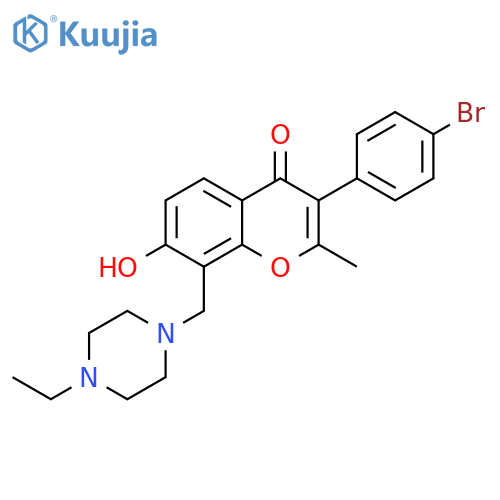 3-(4-bromophenyl)-8-(4-ethylpiperazin-1-yl)methyl-7-hydroxy-2-methyl-4H-chromen-4-one structure