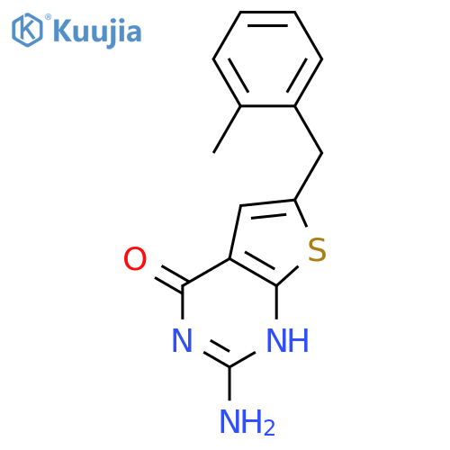 THIENO[2,3-D]PYRIMIDIN-4(1H)-ONE, 2-AMINO-6-[(2-METHYLPHENYL)METHYL]- structure