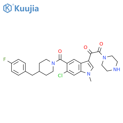 Piperazine,1-[[6-chloro-5-[[4-[(4-fluorophenyl)methyl]-1-piperidinyl]carbonyl]-1-methyl-1H-indol-3-yl]oxoacetyl]- structure