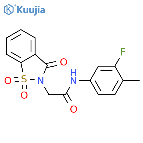 N-(3-fluoro-4-methylphenyl)-2-(1,1,3-trioxo-2,3-dihydro-1lambda6,2-benzothiazol-2-yl)acetamide structure