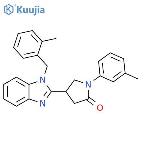 1-(3-methylphenyl)-4-{1-(2-methylphenyl)methyl-1H-1,3-benzodiazol-2-yl}pyrrolidin-2-one structure