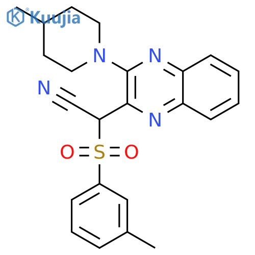 2-(3-methylbenzenesulfonyl)-2-3-(4-methylpiperidin-1-yl)quinoxalin-2-ylacetonitrile structure