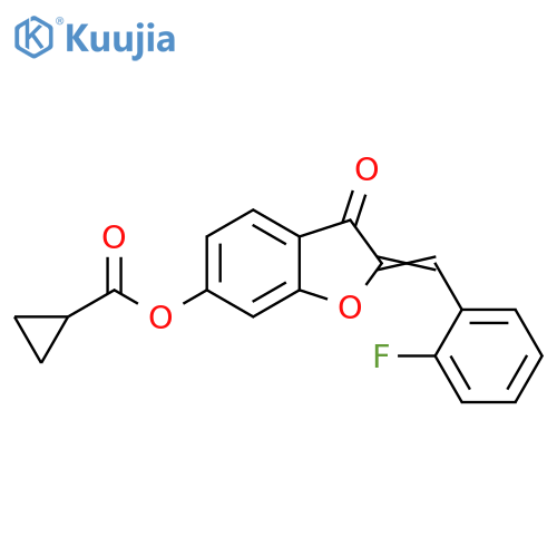 (2Z)-2-(2-fluorophenyl)methylidene-3-oxo-2,3-dihydro-1-benzofuran-6-yl cyclopropanecarboxylate structure