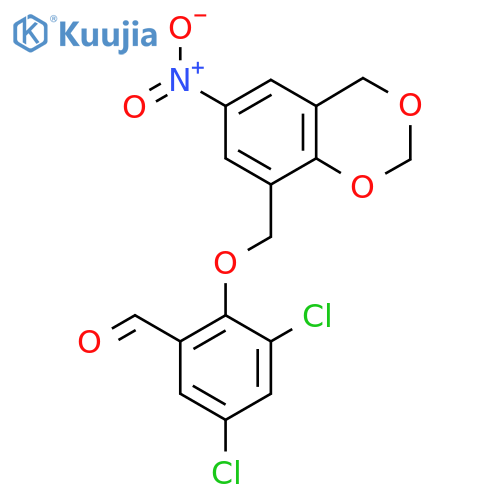 3,5-dichloro-2-[(6-nitro-4H-1,3-benzodioxin-8-yl)methoxy]benzaldehyde structure
