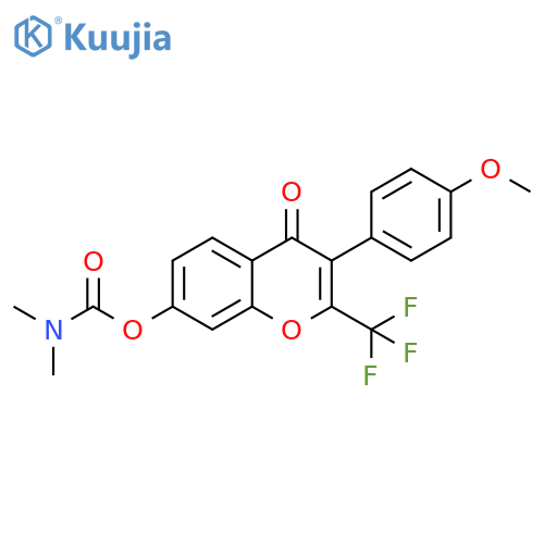 3-(4-methoxyphenyl)-4-oxo-2-(trifluoromethyl)-4H-chromen-7-yl N,N-dimethylcarbamate structure