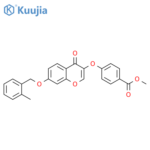 methyl 4-({7-(2-methylphenyl)methoxy-4-oxo-4H-chromen-3-yl}oxy)benzoate structure