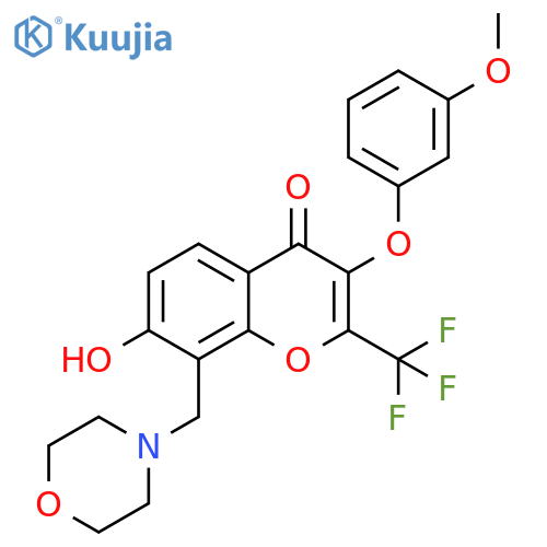 7-hydroxy-3-(3-methoxyphenoxy)-8-(morpholin-4-yl)methyl-2-(trifluoromethyl)-4H-chromen-4-one structure