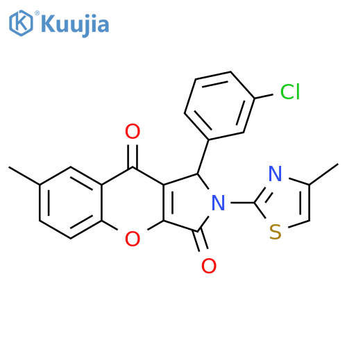 1-(3-chlorophenyl)-7-methyl-2-(4-methyl-1,3-thiazol-2-yl)-1H,2H,3H,9H-chromeno2,3-cpyrrole-3,9-dione structure