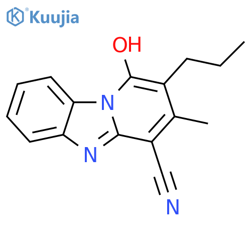 13-hydroxy-11-methyl-12-propyl-1,8-diazatricyclo7.4.0.0^{2,7}trideca-2,4,6,8,10,12-hexaene-10-carbonitrile structure