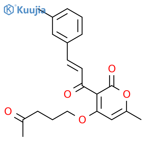 2H-Pyran-2-one,6-methyl-3-[3-(3-methylphenyl)-1-oxo-2-propenyl]-4-[(4-oxopentyl)oxy]- structure