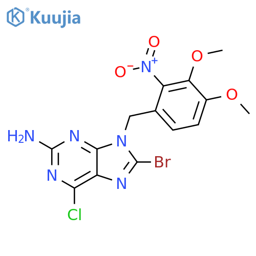 9H-Purin-2-amine,8-bromo-6-chloro-9-[(3,4-dimethoxy-2-nitrophenyl)methyl]- structure