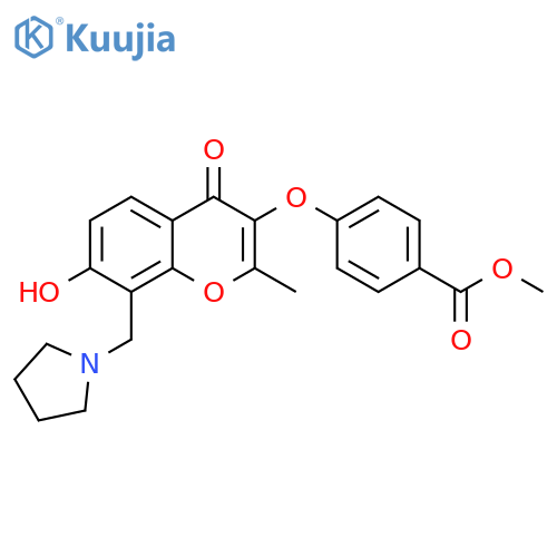 methyl 4-({7-hydroxy-2-methyl-4-oxo-8-(pyrrolidin-1-yl)methyl-4H-chromen-3-yl}oxy)benzoate structure