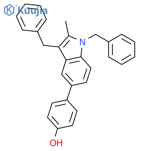PHENOL, 4-[2-METHYL-1,3-BIS(PHENYLMETHYL)-1H-INDOL-5-YL]- structure