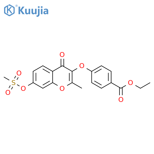 ethyl 4-{7-(methanesulfonyloxy)-2-methyl-4-oxo-4H-chromen-3-yloxy}benzoate structure