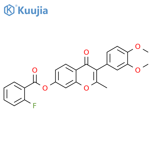 3-(3,4-dimethoxyphenyl)-2-methyl-4-oxo-4H-chromen-7-yl 2-fluorobenzoate structure
