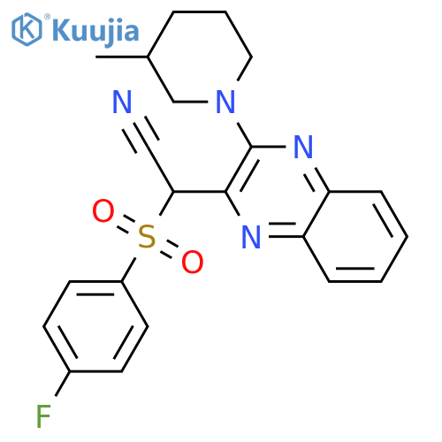 2-(4-fluorobenzenesulfonyl)-2-3-(3-methylpiperidin-1-yl)quinoxalin-2-ylacetonitrile structure