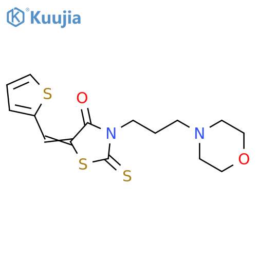 (5Z)-3-3-(morpholin-4-yl)propyl-2-sulfanylidene-5-(thiophen-2-yl)methylidene-1,3-thiazolidin-4-one structure