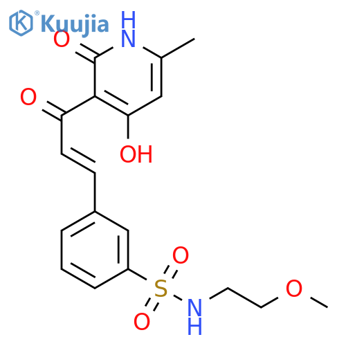 Benzenesulfonamide,3-[3-(1,2-dihydro-4-hydroxy-6-methyl-2-oxo-3-pyridinyl)-3-oxo-1-propenyl]-N-(2-methoxyethyl)- structure