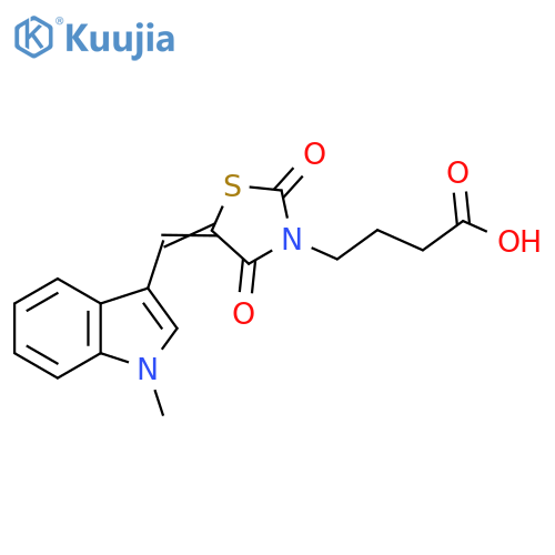 4-(5Z)-5-(1-methyl-1H-indol-3-yl)methylidene-2,4-dioxo-1,3-thiazolidin-3-ylbutanoic acid structure