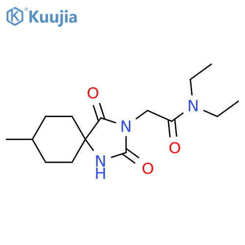 N,N-diethyl-2-(8-methyl-2,4-dioxo-1,3-diazaspiro[4.5]dec-3-yl)acetamide structure