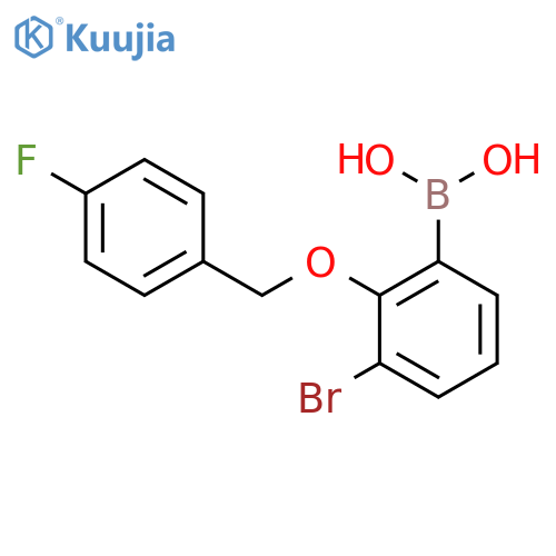 3-Bromo-2-(4'-fluorobenzyloxy)phenylboronic acid structure
