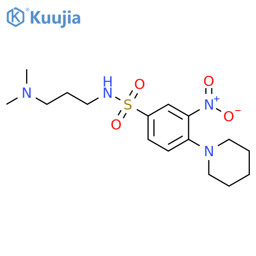 N-3-(dimethylamino)propyl-3-nitro-4-(piperidin-1-yl)benzene-1-sulfonamide structure