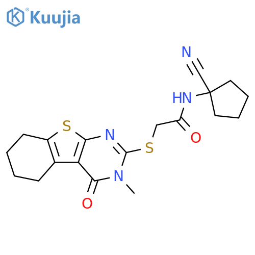 N-(1-cyanocyclopentyl)-2-({4-methyl-3-oxo-8-thia-4,6-diazatricyclo[7.4.0.0,2,7]trideca-1(9),2(7),5-trien-5-yl}sulfanyl)acetamide structure