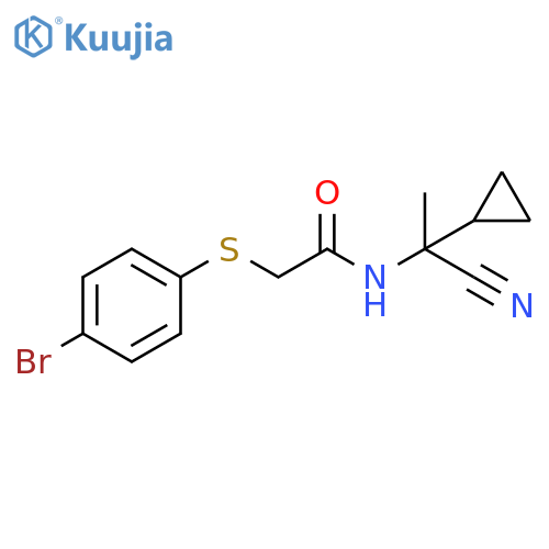 2-(4-bromophenyl)sulfanyl-N-(1-cyano-1-cyclopropylethyl)acetamide structure