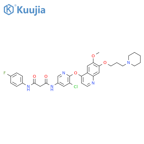 Propanediamide,N-[5-chloro-6-[[6-methoxy-7-[3-(1-piperidinyl)propoxy]-4-quinolinyl]oxy]-3-pyridinyl]-N'-(4-fluorophenyl)- structure