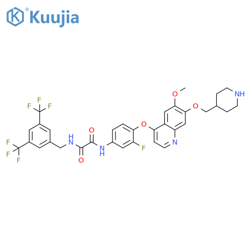 Ethanediamide,N-[[3,5-bis(trifluoromethyl)phenyl]methyl]-N'-[3-fluoro-4-[[6-methoxy-7-(4-piperidinylmethoxy)-4-quinolinyl]oxy]phenyl]- structure