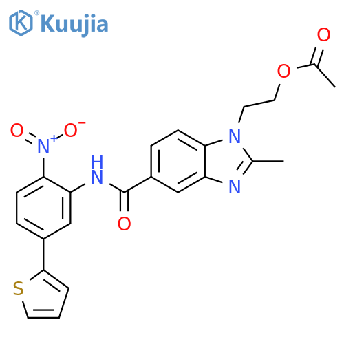 1H-Benzimidazole-5-carboxamide,1-[2-(acetyloxy)ethyl]-2-methyl-N-[2-nitro-5-(2-thienyl)phenyl]- structure