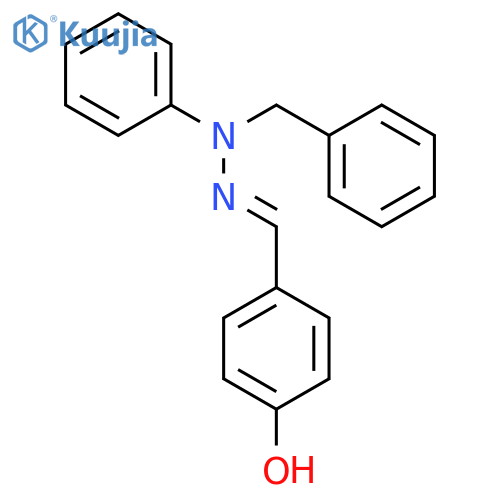 Benzaldehyde, 4-hydroxy-, phenyl(phenylmethyl)hydrazone structure