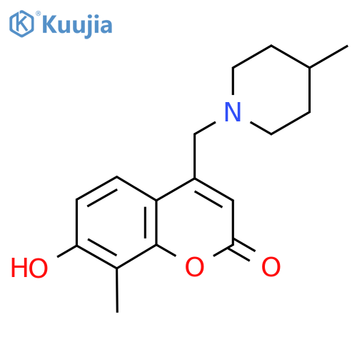 7-hydroxy-8-methyl-4-(4-methylpiperidin-1-yl)methyl-2H-chromen-2-one structure