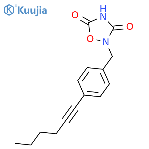 1,2,4-OXADIAZOLIDINE-3,5-DIONE, 2-[[4-(1-HEXYNYL)PHENYL]METHYL]- structure