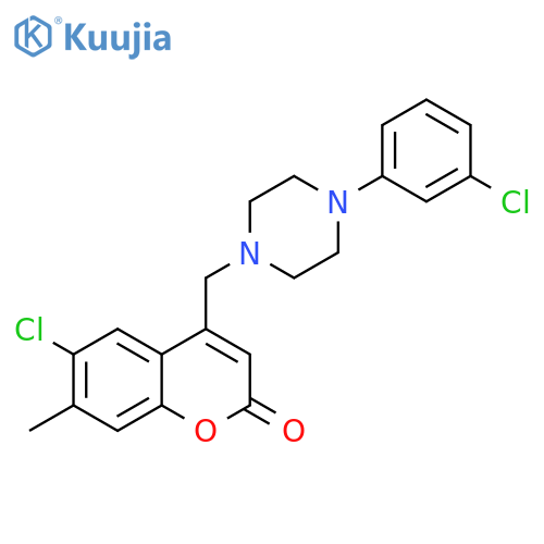 6-chloro-4-{4-(3-chlorophenyl)piperazin-1-ylmethyl}-7-methyl-2H-chromen-2-one structure