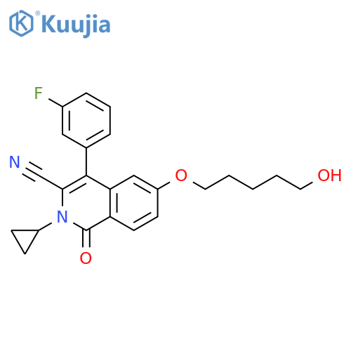 3-Isoquinolinecarbonitrile,2-cyclopropyl-4-(3-fluorophenyl)-1,2-dihydro-6-[(5-hydroxypentyl)oxy]-1-oxo- structure