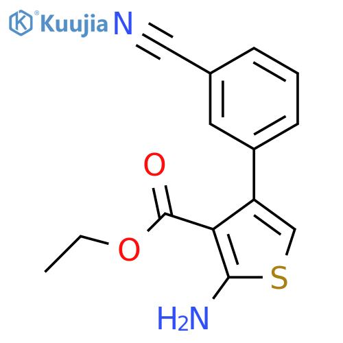 3-Thiophenecarboxylic acid, 2-amino-4-(3-cyanophenyl)-, ethyl ester structure