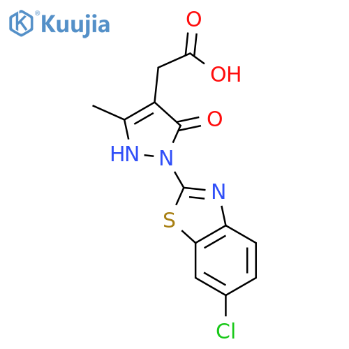 [2-(6-chloro-1,3-benzothiazol-2-yl)-5-methyl-3-oxo-2,3-dihydro-1H-pyrazol-4-yl]acetic acid structure