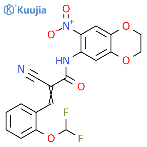 2-Cyano-3-[2-(difluoromethoxy)phenyl]-N-(2,3-dihydro-7-nitro-1,4-benzodioxin-6-yl)-2-propenamide structure