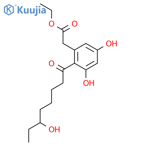 BENZENEACETIC ACID, 3,5-DIHYDROXY-2-(6-HYDROXY-1-OXOOCTYL)-, ETHYL ESTER structure